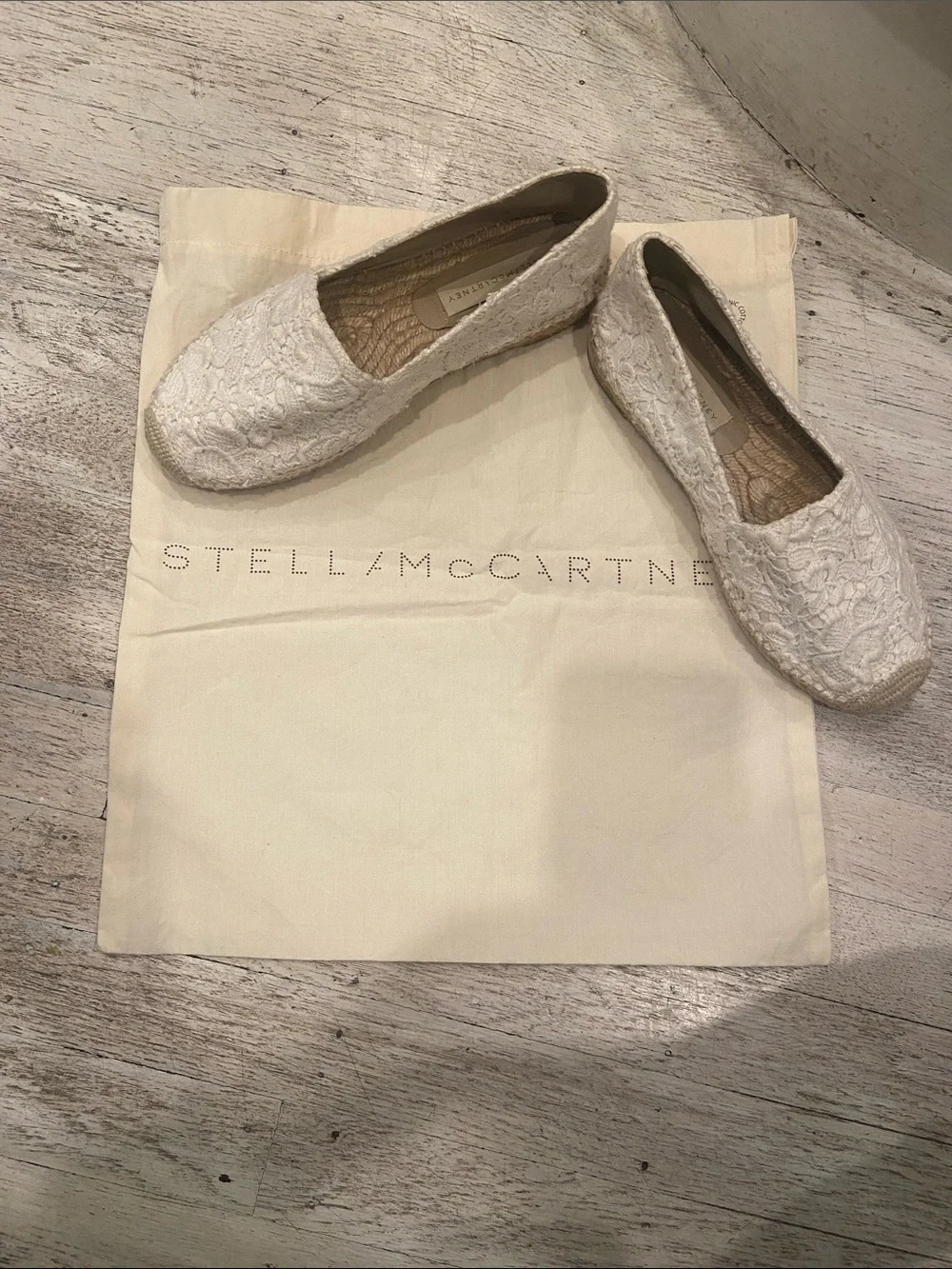 Stella McCartney Lace Espadrille Flats size 38 1st pic is stock PHOTO No box